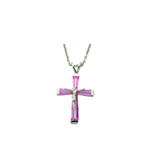 October Birthstone Crucifix Necklace
