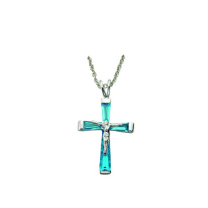 December Birthstone Crucifix Necklace