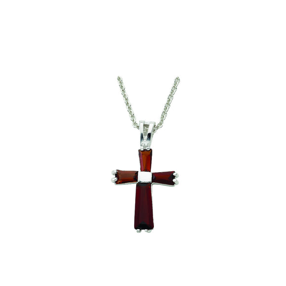 Lady's January Birthstone Cross Necklace