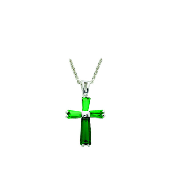 Lady's May Birthstone Cross Necklace