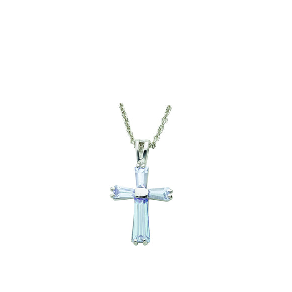 Lady's April Birthstone Cross Necklace