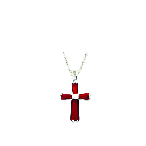 Lady's July Birthstone Cross Necklace