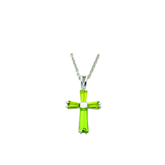 Lady's August Birthstone Cross Necklace