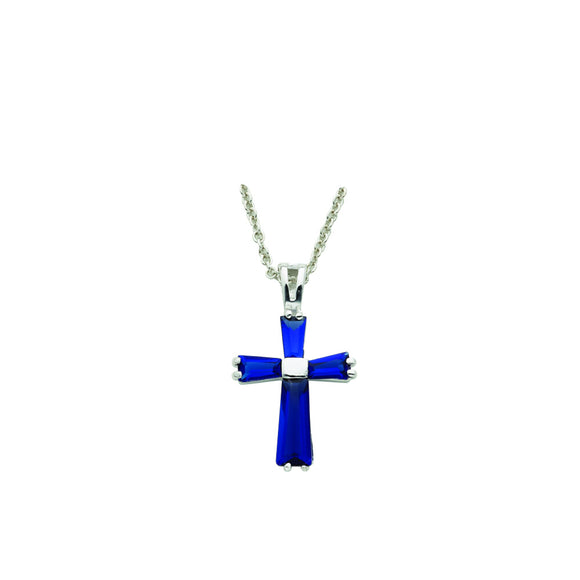Lady's September Birthstone Cross Necklace