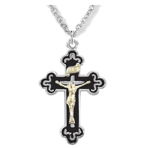 Two-Tone Black Enamel Crucifix
