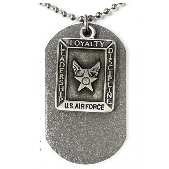 St. Michael Pewter Airforce Dog Tag Necklace