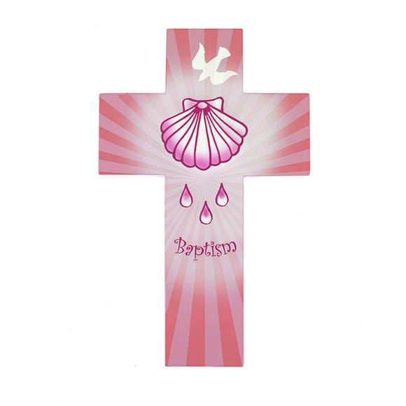 Pink Shell Baptism Cross