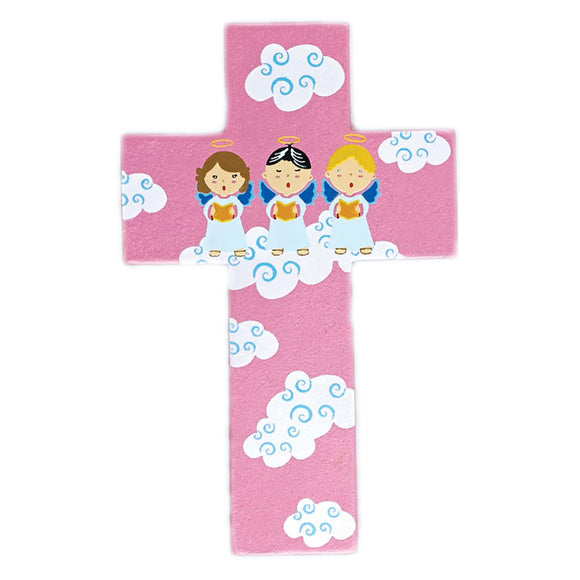 Pink 3 Angels Wall Cross