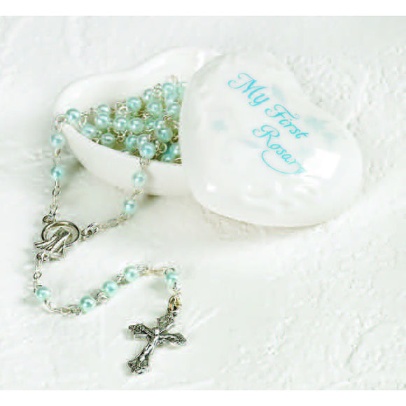 Blue Porcelain Heart My First Rosary
