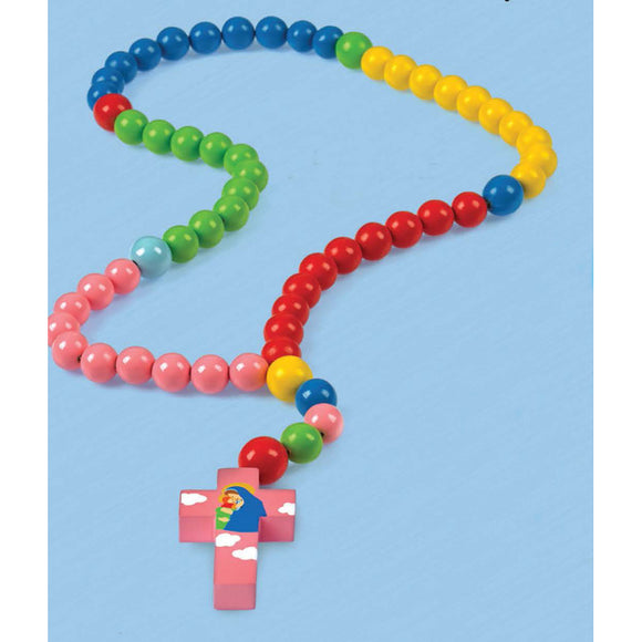 Mary with Jesus Pink Cross Multicolor Baby Rosary