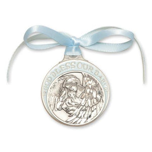 Blue Pewter Guardian Angel Crib Medal