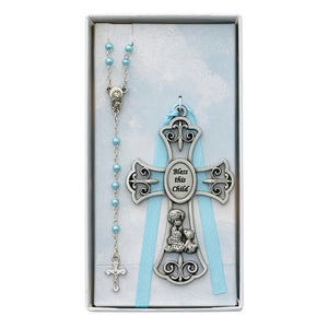 Bless the Child Blue Rosary and Cross Set
