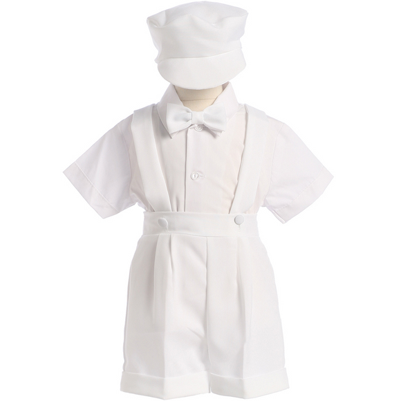 Boy's Baptism Suspenders and Shorts Set