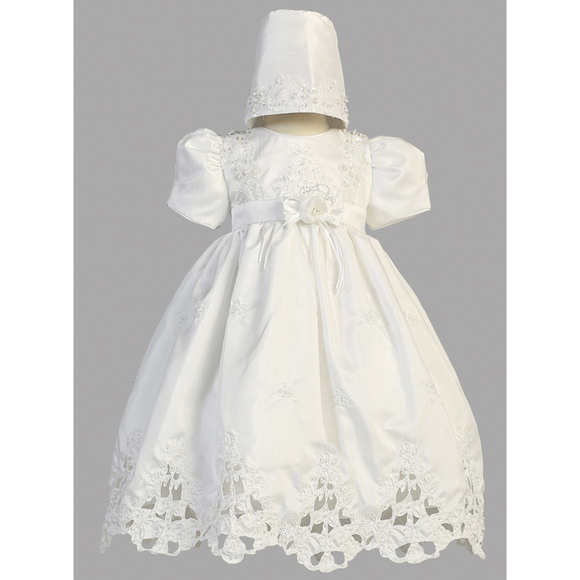 Shantung Baptism Gown with Cutwork