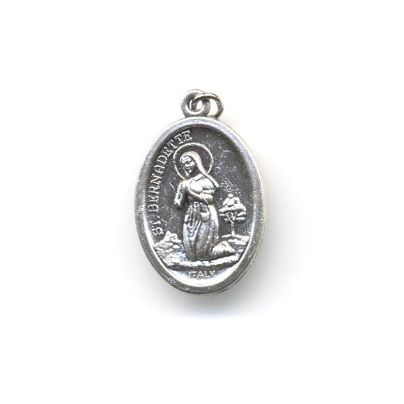 Our Lady of Lourdes-St. Bernadette Oxidized Medal