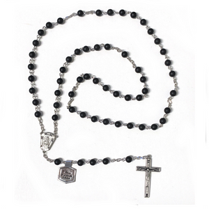 6mm Jet Black Bead Rosary