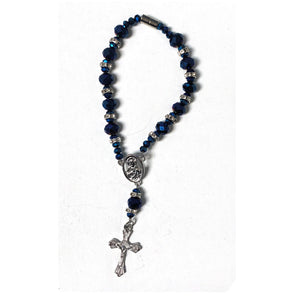 Sapphire Blue Crystal Auto Rosary