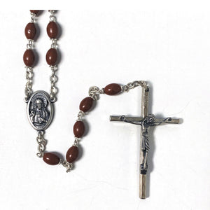 Brown Plastic Oval Bead Rosary