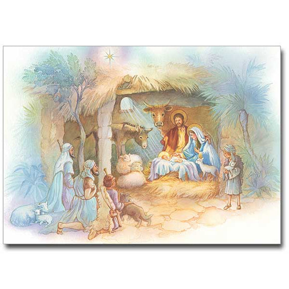 Nativity Scene with Shepherds Christmas Cards