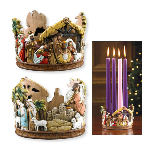 Round Nativity Advent Candleholder