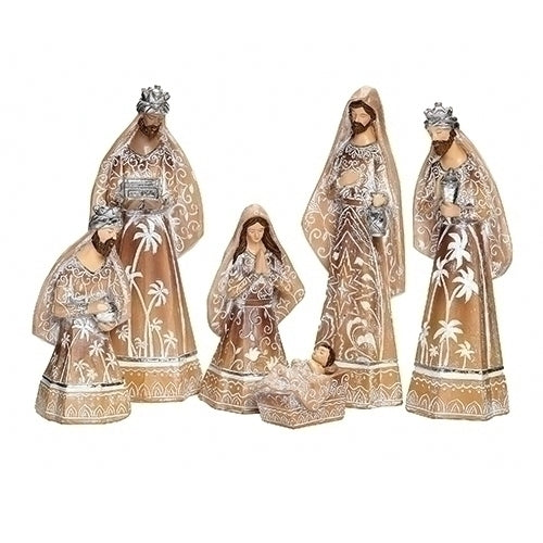 6 Piece Nativity Set with Carvings