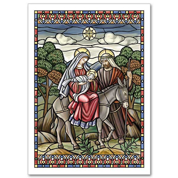 Flight into Egypt Stained Glass Christmas Cards