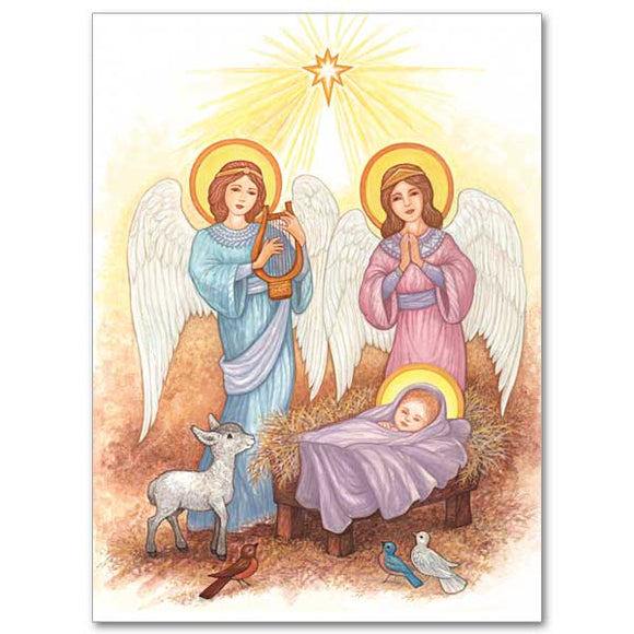 Angels at the Manger Christmas Cards