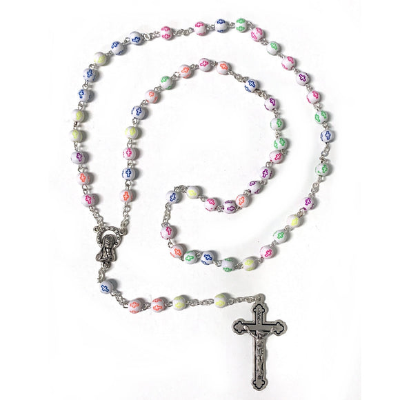 Colored Crosses Plastic Bead Rosary – The Catholic Gift Store