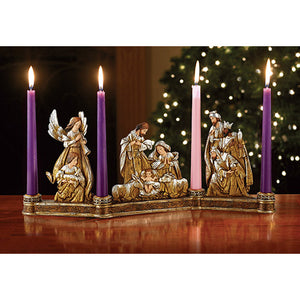 Metallic Nativity Advent Candleholder
