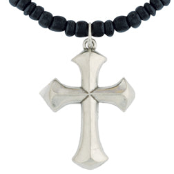 Black Wood Bead Cross Necklace