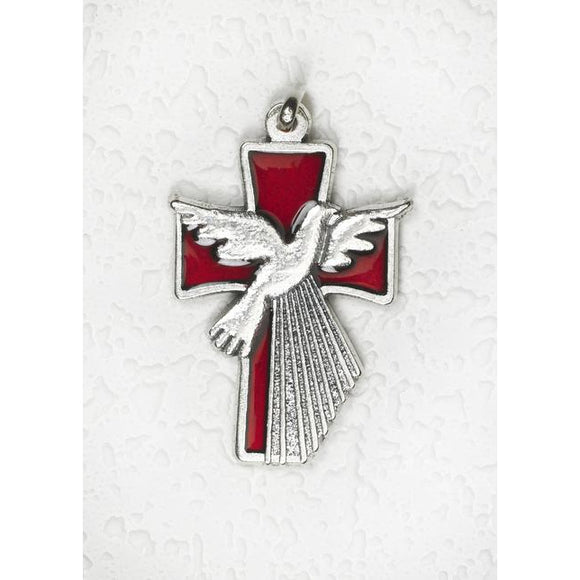 Red Enamel Holy Spirit Cross