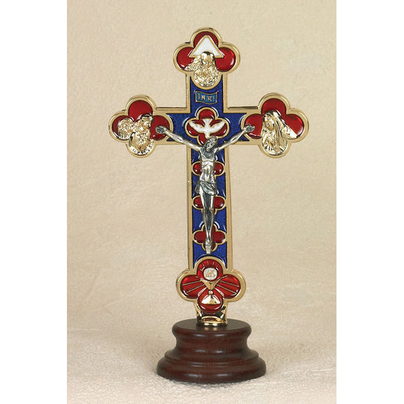 Golden Enameled Standing Crucifix