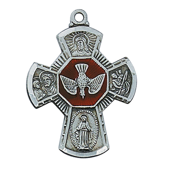 Small Silver 4-Way with Enameled Holy Spirit