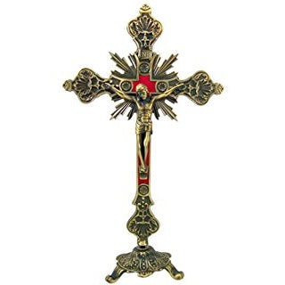 Bronze Sunburst Standing Crucifix