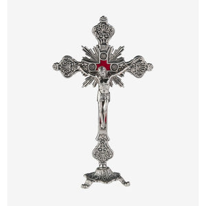 Silver Sunburst Standing Crucifix