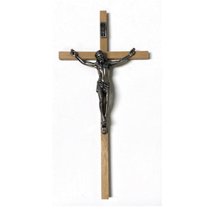 Wood Crucifix with Silver Corpus