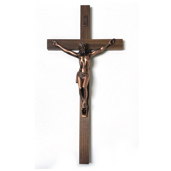 Walnut Crucifix with Copper Corpus