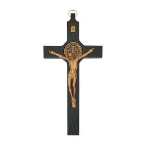 8" Black Wood Copper St. Benedict Crucifix