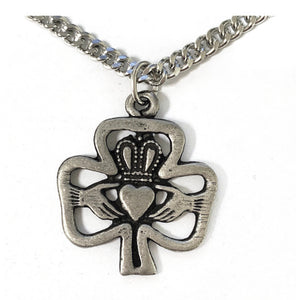 Pewter Claddagh Shamrock Necklace