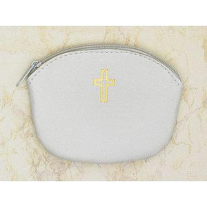 White Zipper Rosary Pouch
