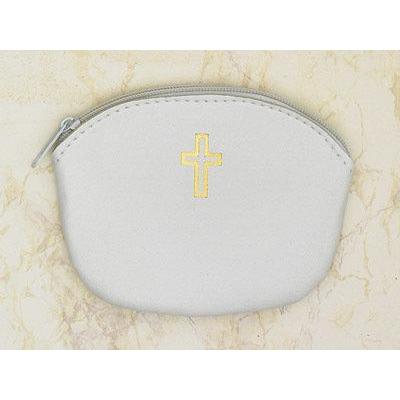 White Zipper Rosary Pouch