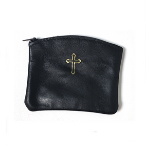 Black Leather Rosary Pouch