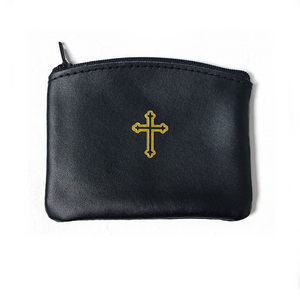 Black Leather Rosary Pouch