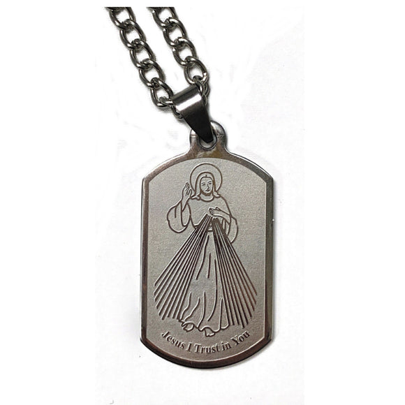 Divine Mercy Dog Tag Necklace & Prayercard