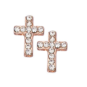 Copper Crystal Cross Earrings