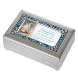 Silver & Blue Jeweled First Communion Music Box