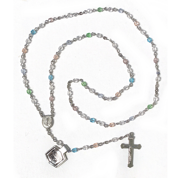 4mm Multi Color Crystal Communion Rosary