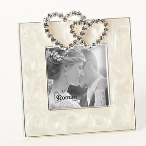 3.5" Double Hearts with Crystals Frame