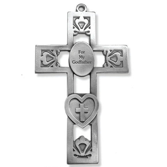 For My Godfather Pewter Cross
