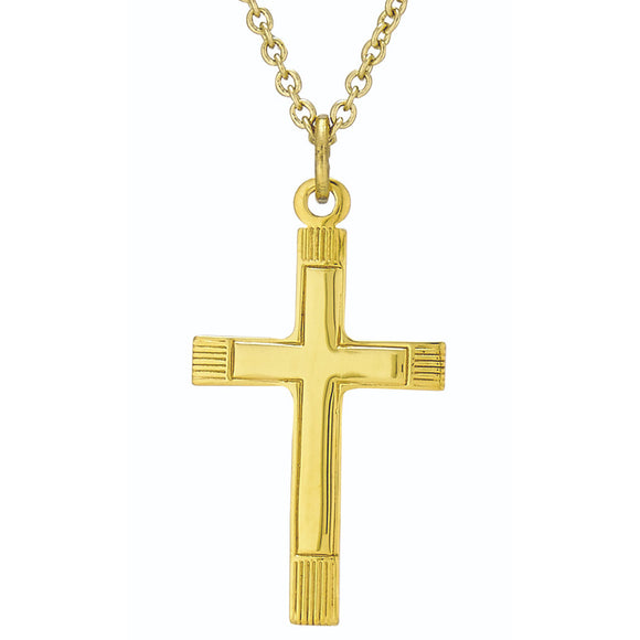 Small Gold Polished Line Cross